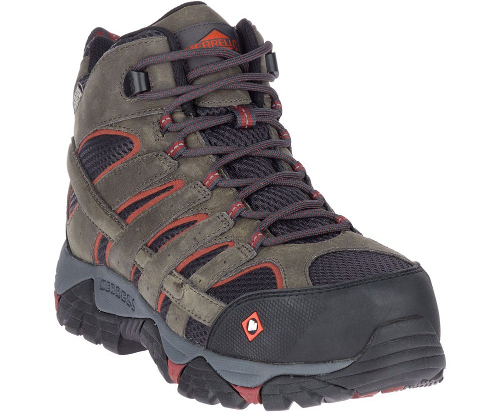 Kozaki Merrell Męskie Brązowe - Moab Vertex Mid Waterproof Comp Toe - 619428-ZAY